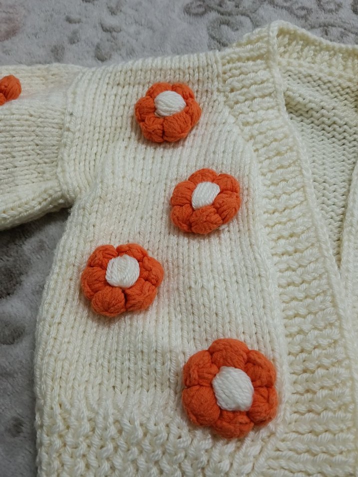 Bohem Çiçek Nakışlı Kız Çocuk Triko Hırka - Görsel 2