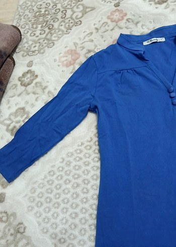 Mavi Düğmeli Kadın bluz - Görsel 2