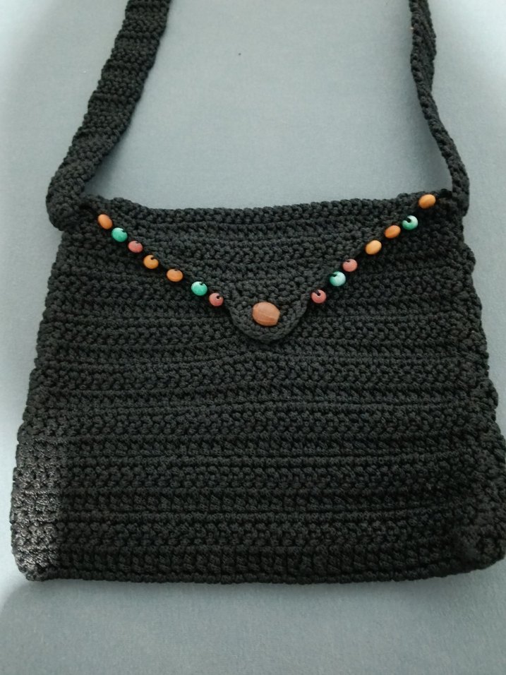 Renkli Boncuk Detaylı Minimalist Örgü Çanta - Görsel 2