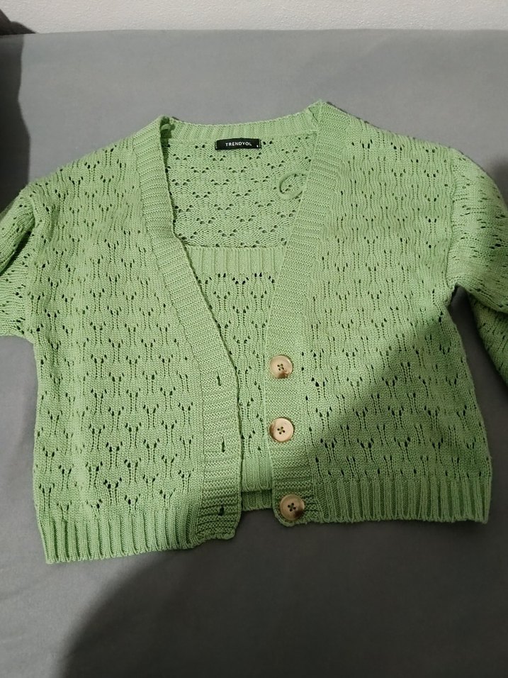 Yeşil Mini Triko Kadın Hırka Takımı - Görsel 2