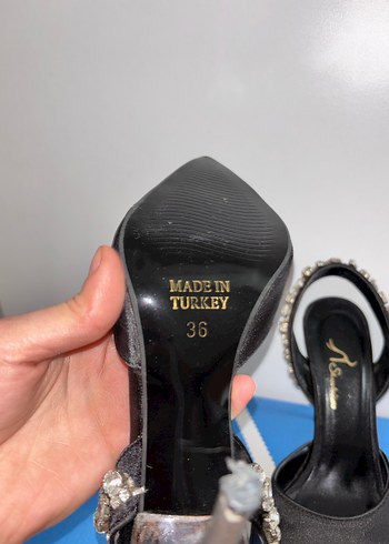 Siyah Stiletto Taşlı Kadın Ayakkabı - Görsel 4