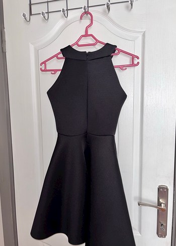 Siyah Mini Yüksek Yakalı Strappy Elbise - Görsel 2