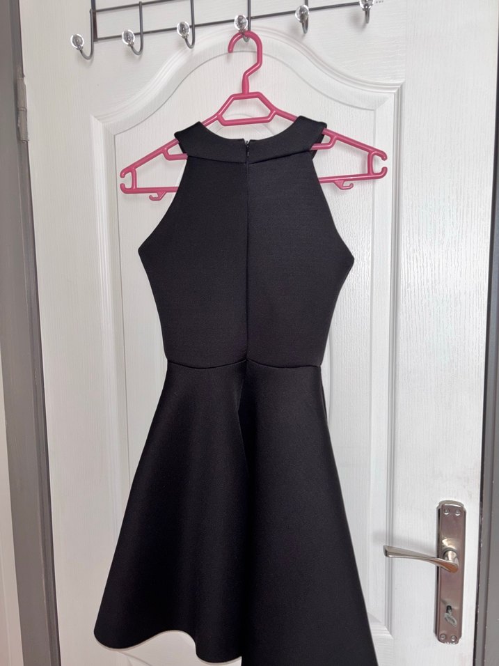 Siyah Mini Yüksek Yakalı Strappy Elbise - Görsel 2