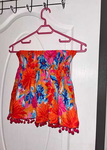 Renkli Bağlama Desenli Bohem Bluz ve Mini Etek - Görsel 2