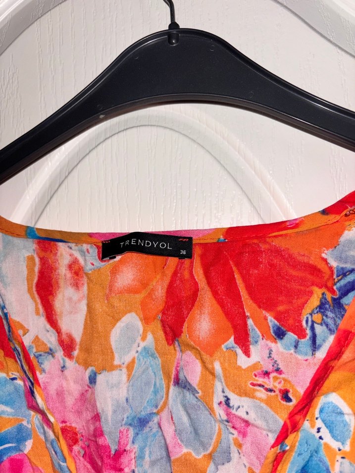 Renkli Bağlama Desenli Bohem Bluz ve Mini Etek - Görsel 3