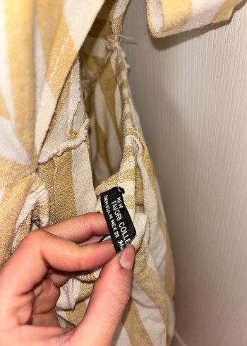 Bej Çizgili Keten Bohem Tulum - Görsel 3