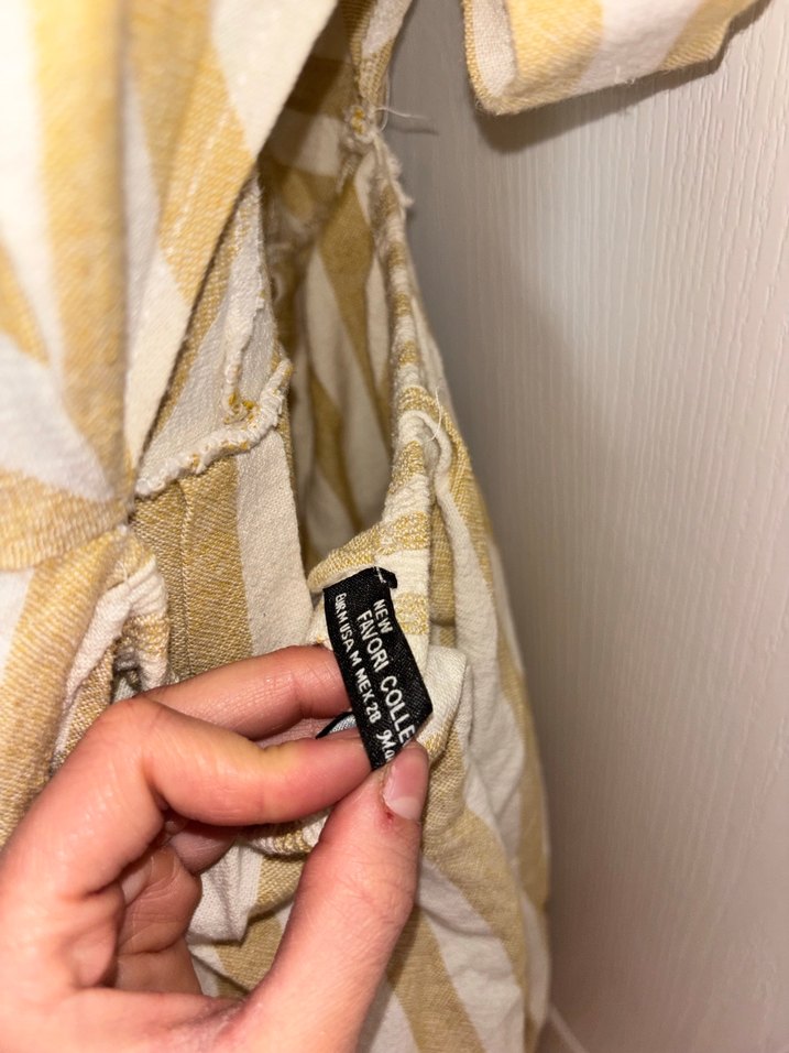 Bej Çizgili Keten Bohem Tulum - Görsel 3