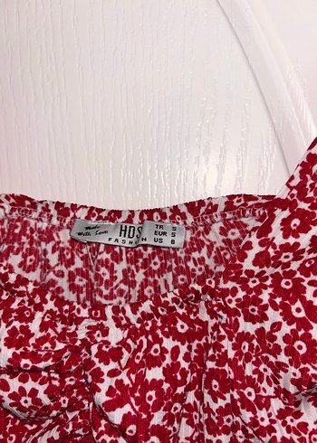 Kısa Kollu V Yaka Kırmızı Mini Bluz - Görsel 2