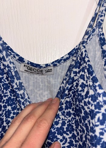 Mavi Bağlama Desenli Mini Elbise - Görsel 2