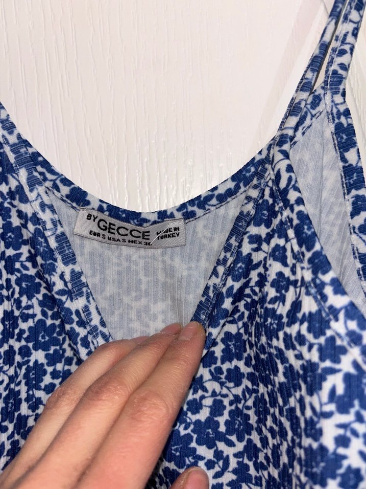 Mavi Bağlama Desenli Mini Elbise - Görsel 2