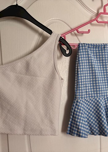 Mavi Pilili Midi Etek - Görsel 3