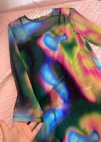 Koton Kadın Çok Renkli Tie-Dye Midi Transparan Elbise