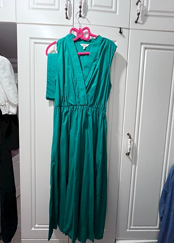 Drapeli Turkuaz Elbisesi - Görsel 2