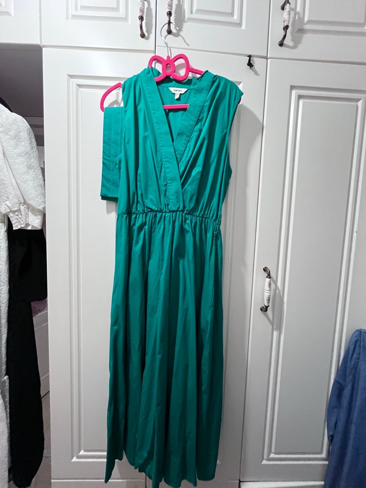 Drapeli Turkuaz Elbisesi - Görsel 2