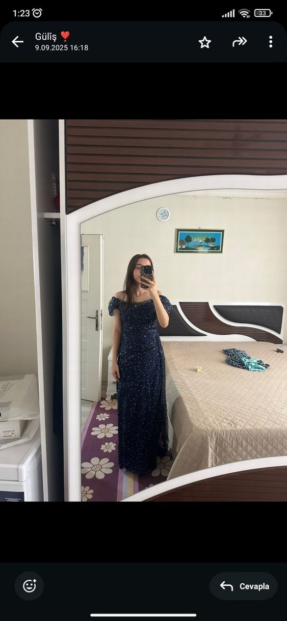 Kadın Lacivert Uzun Abiye Elbise - Görsel 2