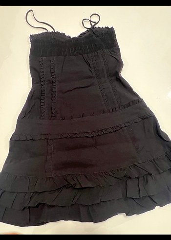 38 Beden mavi Renk Fırfırlı Koyu Mavi Mini Denim Etek