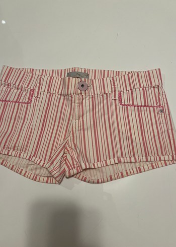 Zara Pembe Çizgili Mini Kadın Şort