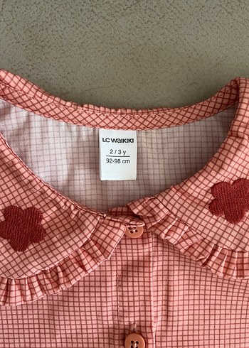 Kız Çocuk Kırmızı Pamuklu Düğmeli Gömlek - Görsel 2