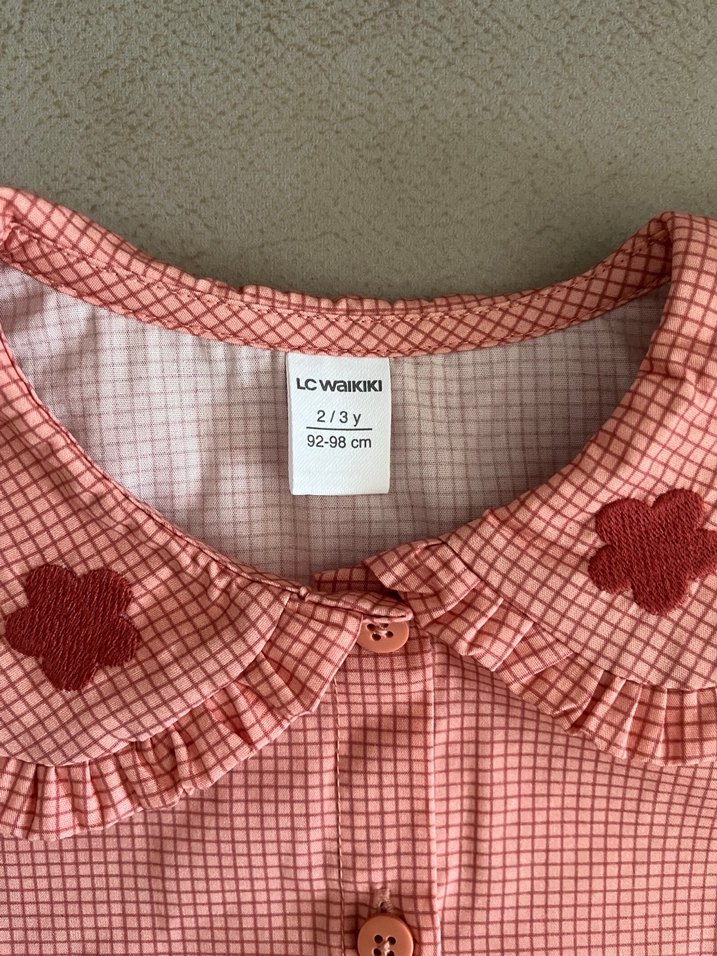 Kız Çocuk Kırmızı Pamuklu Düğmeli Gömlek - Görsel 2