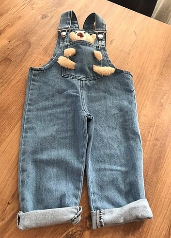 Zara UNİSEX AYICIKLI KOT SALOPET 