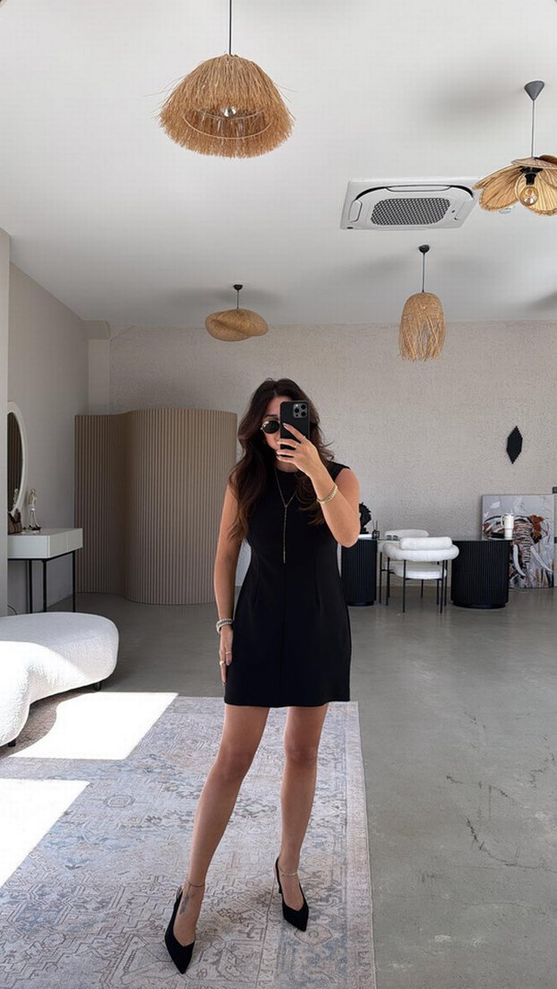 Bordo Süet Mini Elbise V Yaka Kolsuz - Görsel 3