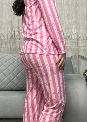 Pembe Çizgili Kadın Pijama Takımı - Görsel 2