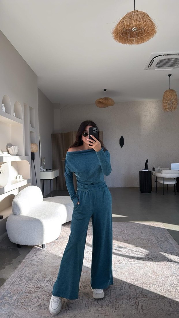 Gri Uzun Kollu Salaş Kadın Takım - Görsel 2