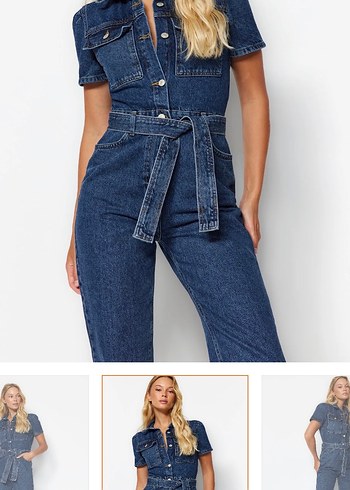 Trendyol & Milla Kemerli Kısa Kollu Denim Tulum
