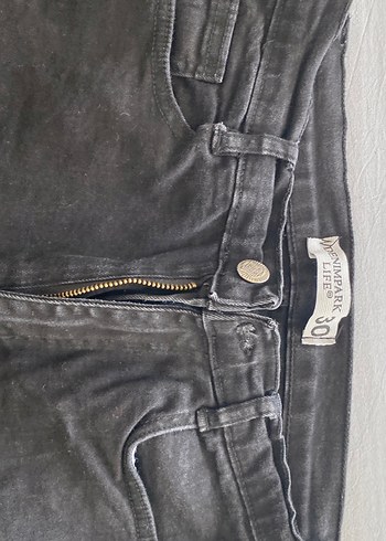 Gri Kadın Denim Fermuarlı Pantolon