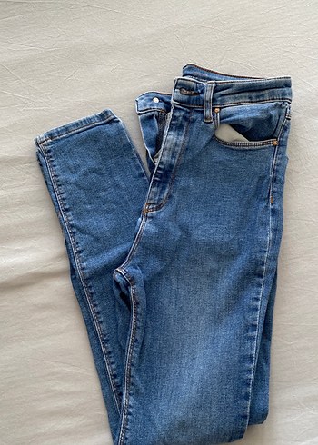 Düğmeli Mavi Kadın Skinny Jean