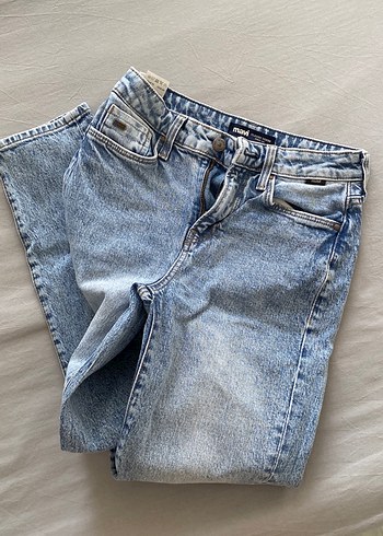 Kadın Gri Mavi Midi Boy Bol Kesim Kot Pantolon
