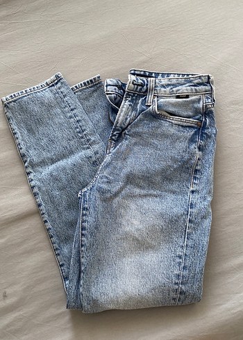 27 Beden mavi Renk Kadın Gri Mavi Midi Boy Bol Kesim Kot Pantolon