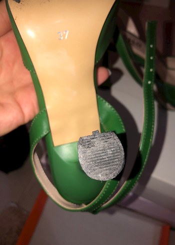 Yeşil Deri Stiletto Topuklu Kadın Ayakkabı - Görsel 2