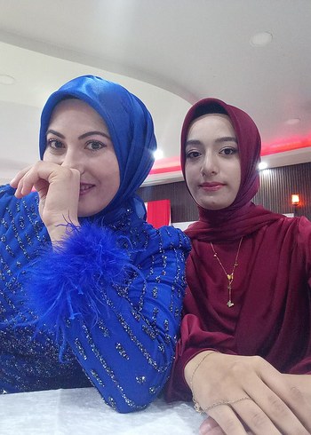 44 Beden Uzun Kollu Mavi Drapeli Abiye Elbise