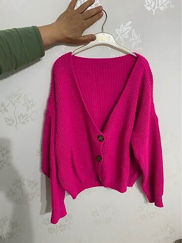 Neon pembe hırka
