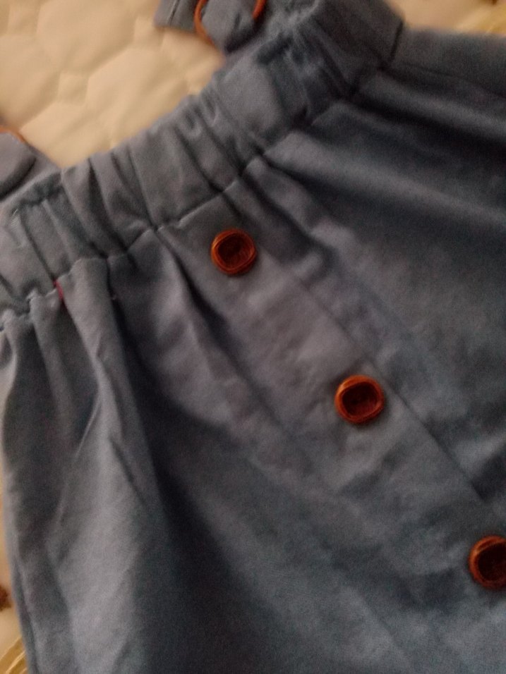 Kız Çocuk Mavi Düğmeli Denim Elbise - Görsel 3