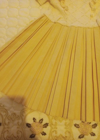 Kız Çocuk Bej Pilili Bohem Elbise - Görsel 2