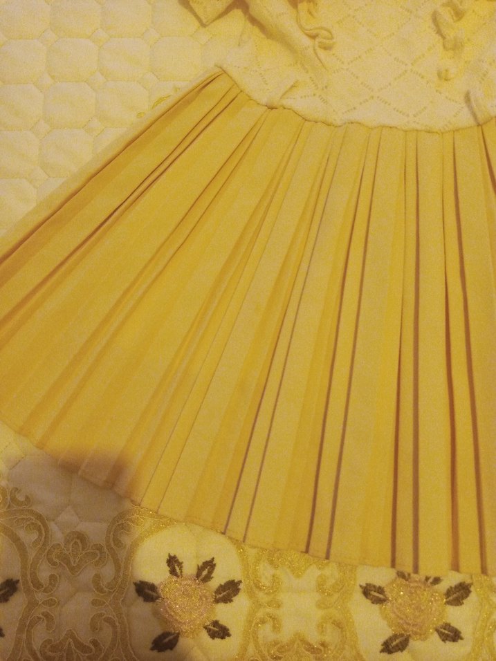 Kız Çocuk Bej Pilili Bohem Elbise - Görsel 2