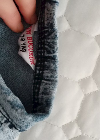 Düğmeli Gri Nakışlı Denim Ceket - Görsel 5