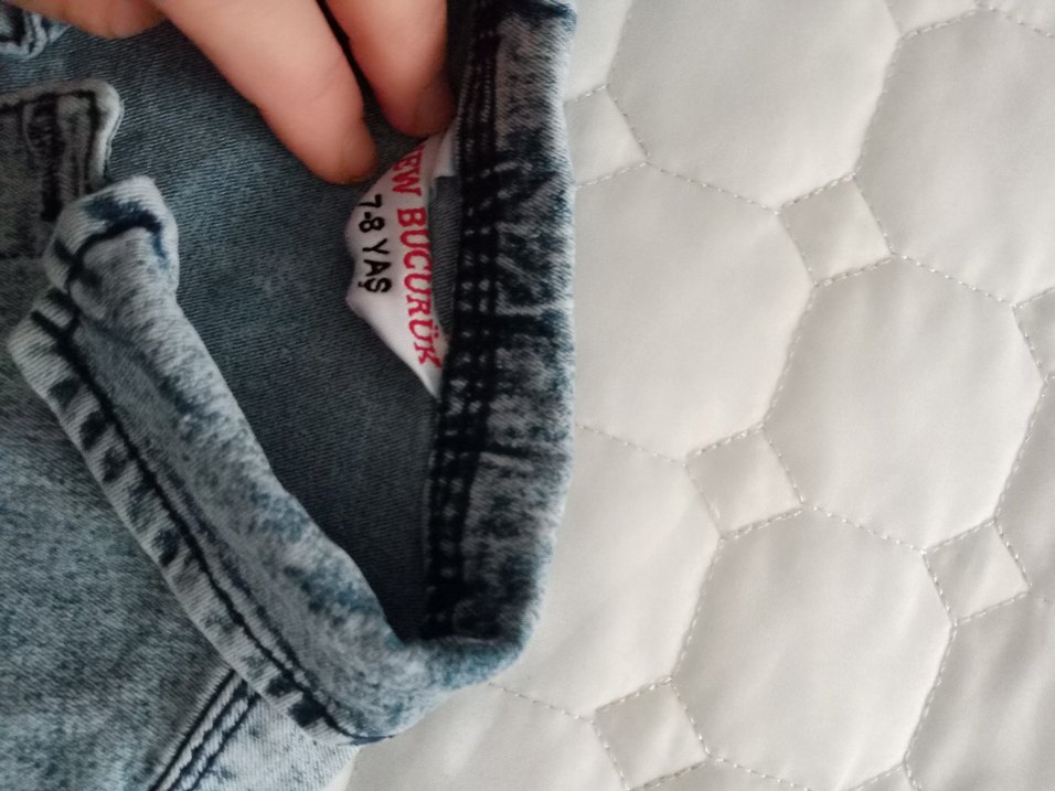 Düğmeli Gri Nakışlı Denim Ceket - Görsel 5