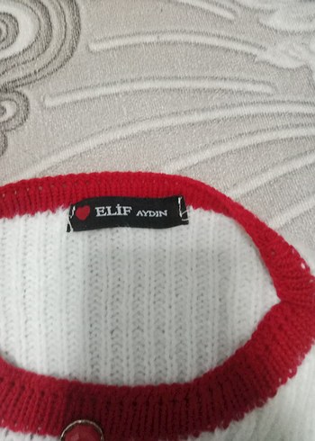 Kırmızı Beyaz Kadın Bisiklet Yaka Triko Kazak - Görsel 6