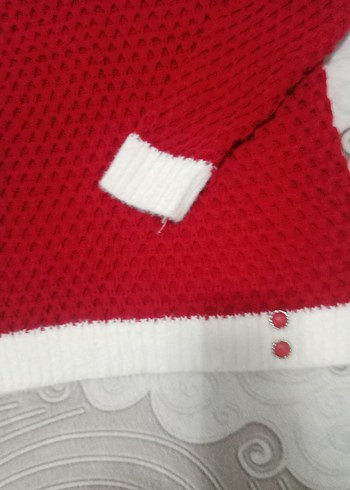 Kırmızı Beyaz Kadın Bisiklet Yaka Triko Kazak - Görsel 4