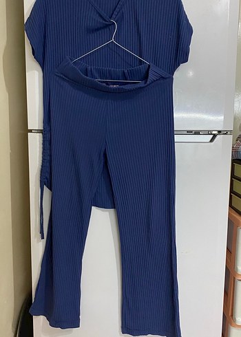 Mavi V Yaka Hamile ve Emzirme Pijama Takımı - Görsel 4