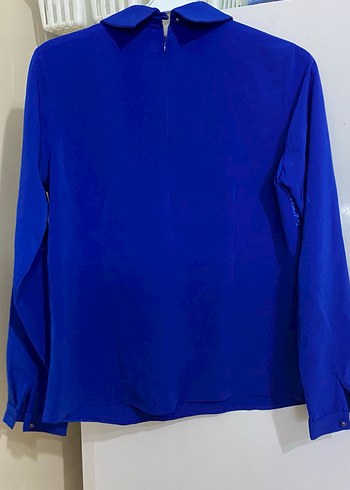 Dantel Detaylı Mavi Uzun Kollu Triko Bluz - Görsel 5