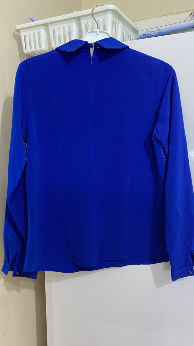 Dantel Detaylı Mavi Uzun Kollu Triko Bluz - Görsel 5