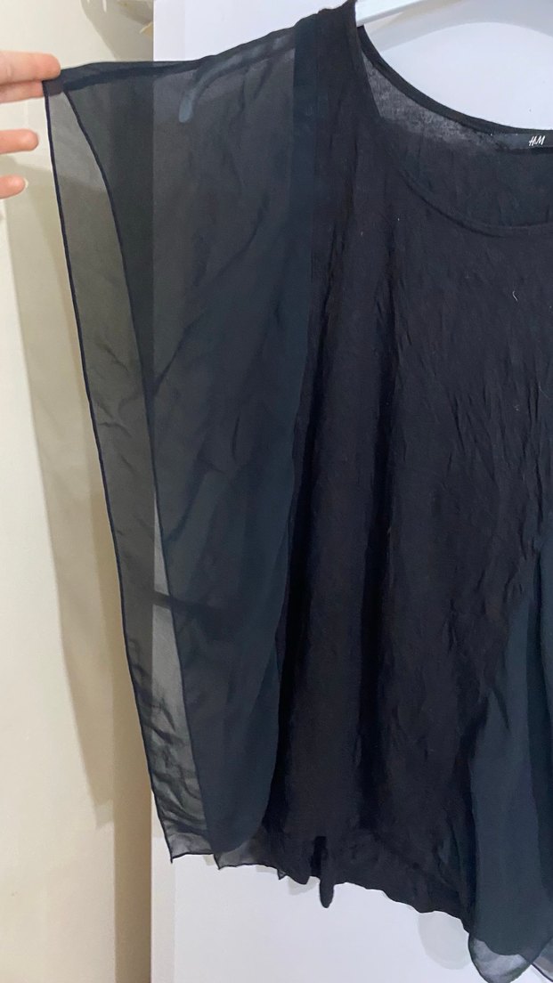 Siyah Drapeli Kadın Bluz - Görsel 4