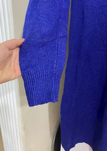 Uzun Kollu Mavi Triko Kadın Elbise - Görsel 2