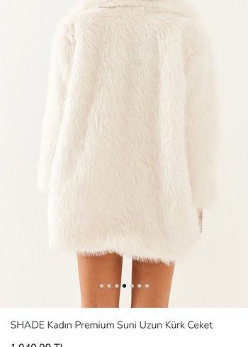 SHADE Kadın Beyaz Suni Kürk Midi Ceket - Görsel 2