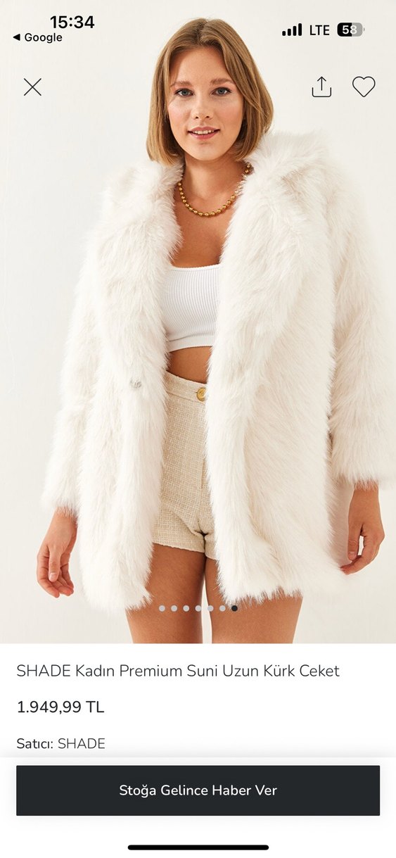 SHADE Kadın Beyaz Suni Kürk Midi Ceket - Görsel 3