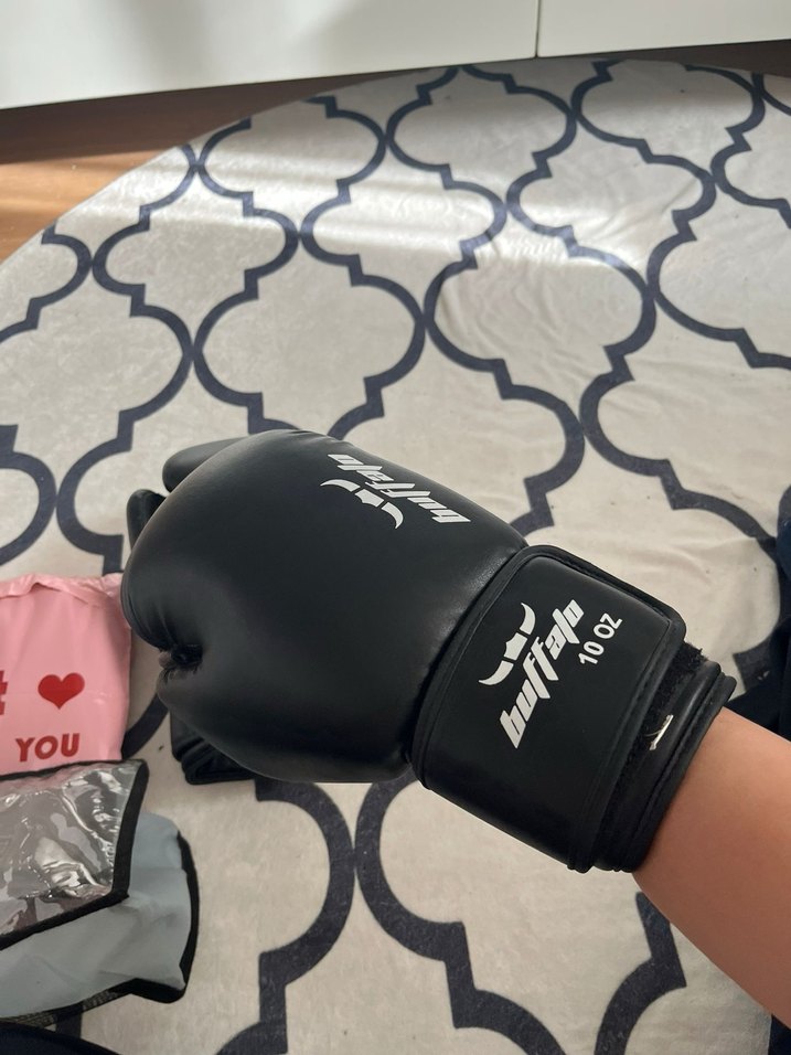 Siyah Deri Boks Eldiveni Velcro - Görsel 2